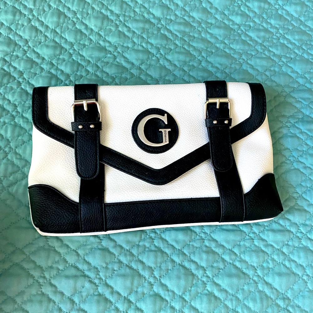 Black and white Guess Clutch